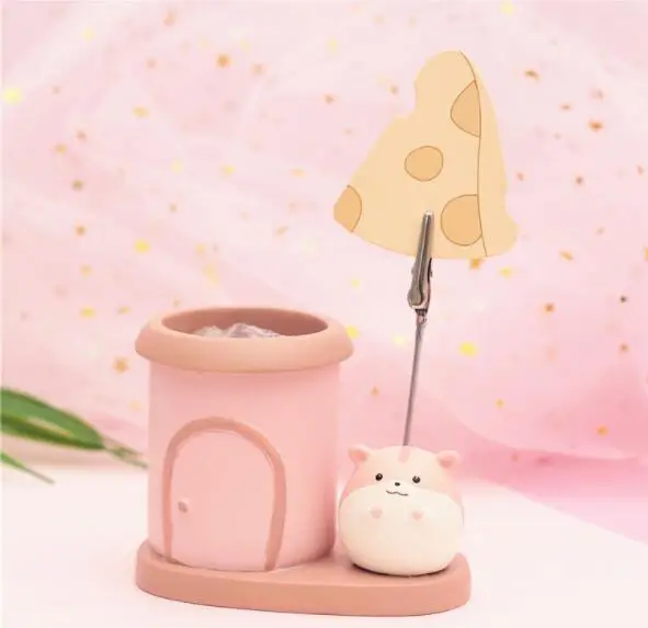 Новинка, креативный держатель для карандашей Kawaii из смолы с зажимом, настольный органайзер, держатель для ручек, чехол, коробка для канцелярских принадлежностей, детский подарок на день рождения - Цвет: D