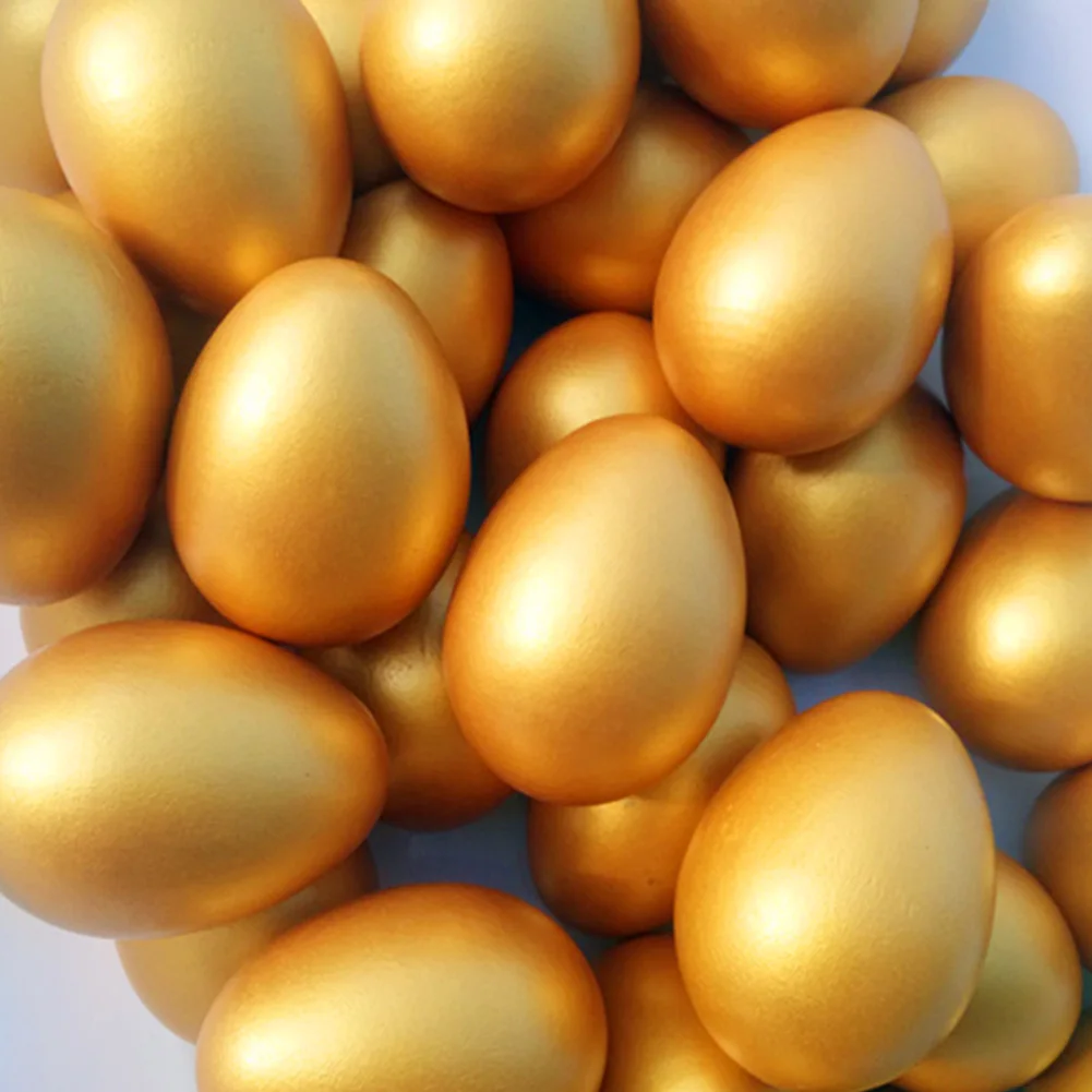 

Wooden Easter Gold Egg 5Pcs Children Kitchen Game Food Toy Party Favor Diy Painting Easter Egg Golden