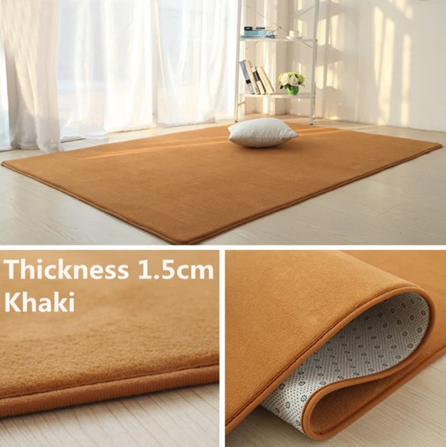 Khaki 1.5CM Толстый 3 см коралловый флис бархатный коврик для спальни утолщенный детский игровой коврик японский татами lvingroom ковер большой размер mattess - Цвет: Khaki 1.5CM
