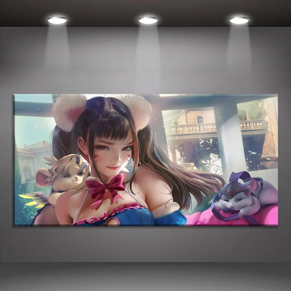 Kawaii Сексуальная Dva Overwatch живопись на холсте тип печати и на стене декоративное произведение искусства 1 панель стиль игры большой плакат