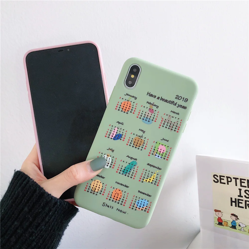 Case For iPhone XS XR Max 7 8 6S 6 Plus Luxury Cute English Calendar Phone Cases X Soft TPU Silicone Cover |