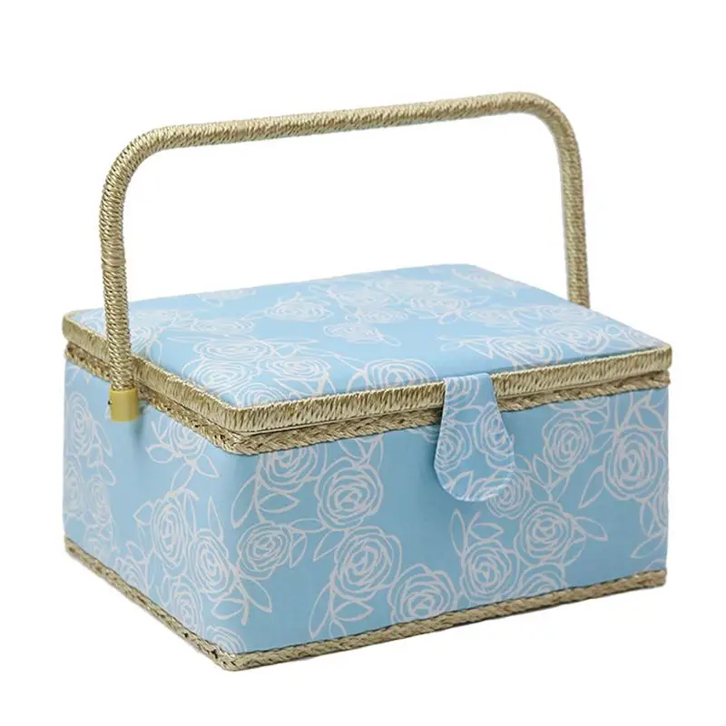 sky blue rose Иглы большой емкости, нитки, коробка для хранения ювелирных изделий, европейский стиль, тканевый художественный Настольный отделочный чехол для шитья, квитанция для ежедневного использования - Цвет: sky blue rose