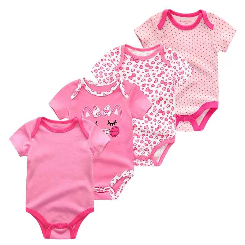 baby girls clothes33 Летняя одежда из хлопка для новорожденных, 4 шт./партия комбинезон с коротким рукавом для мальчиков и девочек с рисунком единорога Roupas de bebe, хлопок - Цвет: baby girls clothes33