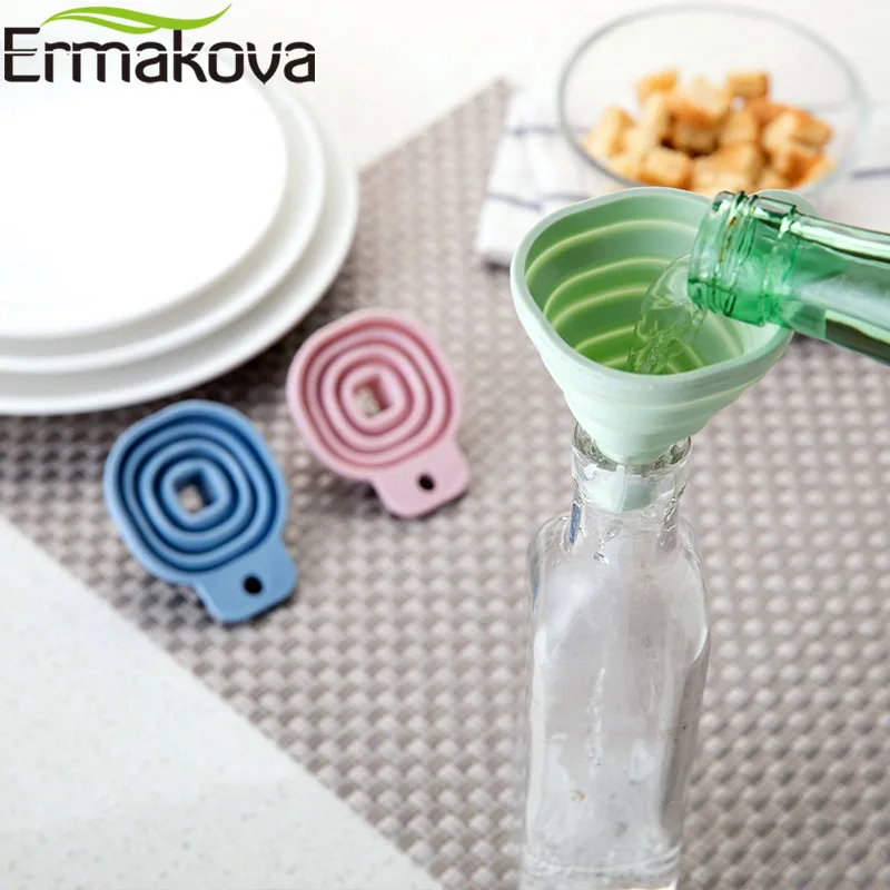 ERMAKOVA Складная воронка силиконовая Складная воронка для бутылки с водой Воронка Складная кухонная Воронка для жидкого порошка