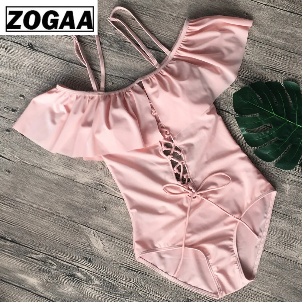 Женское бикини без рукавов ZOGGA однотонное разноцветное боди с широким вырезом