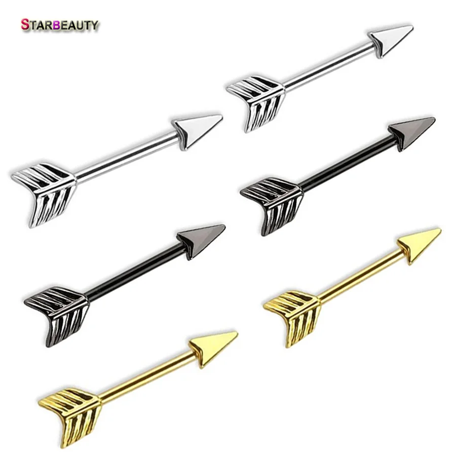 1 пара пирсинг для соски в виде черной стрелы кольцо соска серьги пера стиле панк