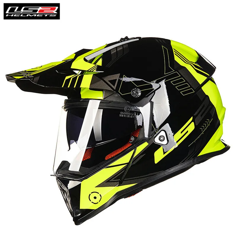 Trigger Black Yellow LS2 двойной спортивный MX436 PIONEER мотоциклетный шлем для мотокросса по бездорожью Байкерский шлем Casco Moto Capacetes de Motociclista - Цвет: Trigger Black Yellow