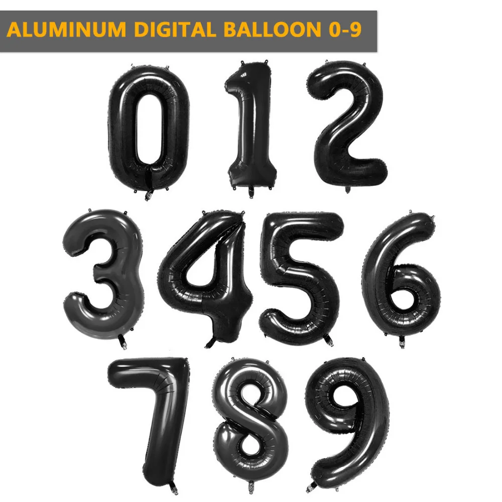 40 дюймов черный 0 9 цифр электронный надувной шар из фольги с номером для свадьбы