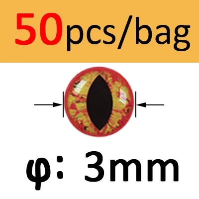 Orange 3mm 50pcs Bimoo 50 шт. 3D 4D голографические рыболовные глаза для приманки рыбные глаза для завязывания мух изготовления приманки ремесло рыбы Череп Живые Глаза Размер 3 мм-12 мм - Цвет: Orange 3mm 50pcs
