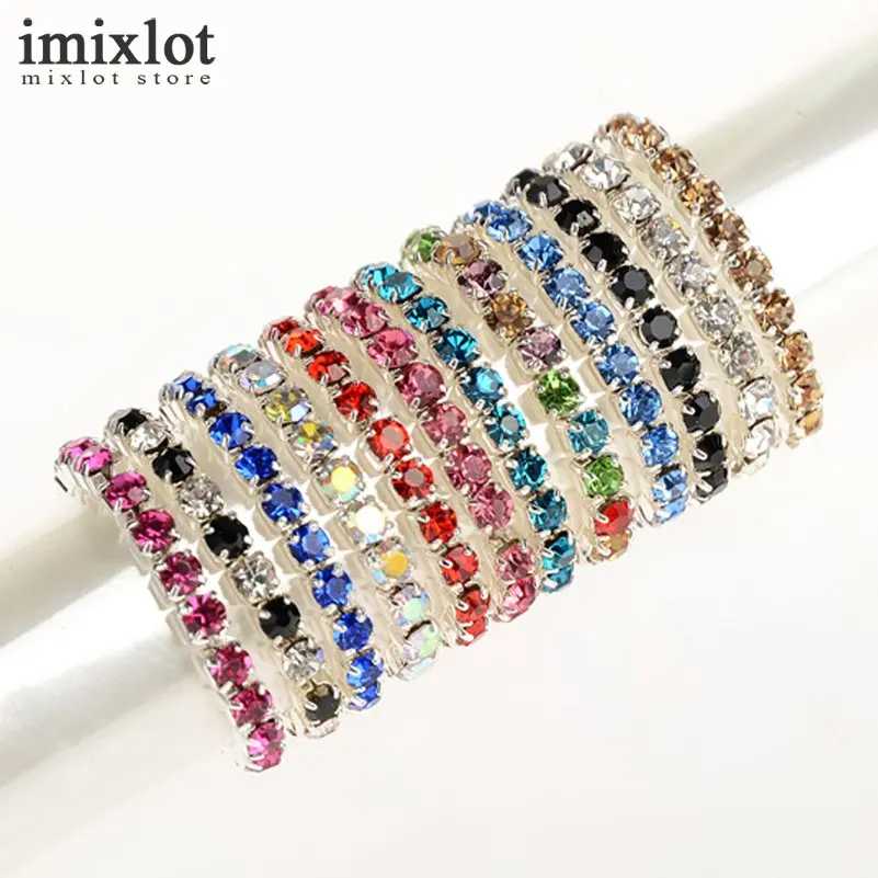 Imixlot 12 шт./лот Смешанная Кристалл Rhinestone палец Кольца для Для женщин Регулируемый