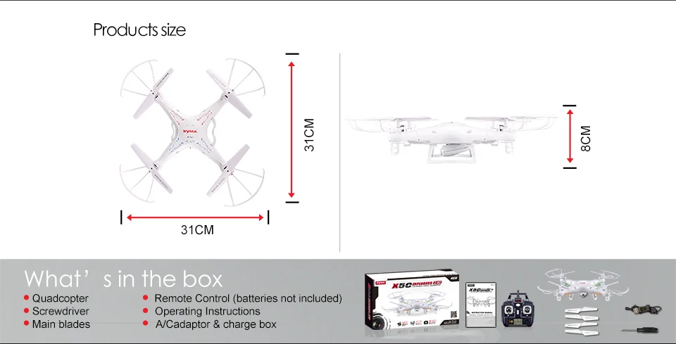 SYMA X5C дрона с дистанционным управлением с 2MP Камера 2,4G 4CH 6-осевой зарядное устройство для квадрокоптера для детей