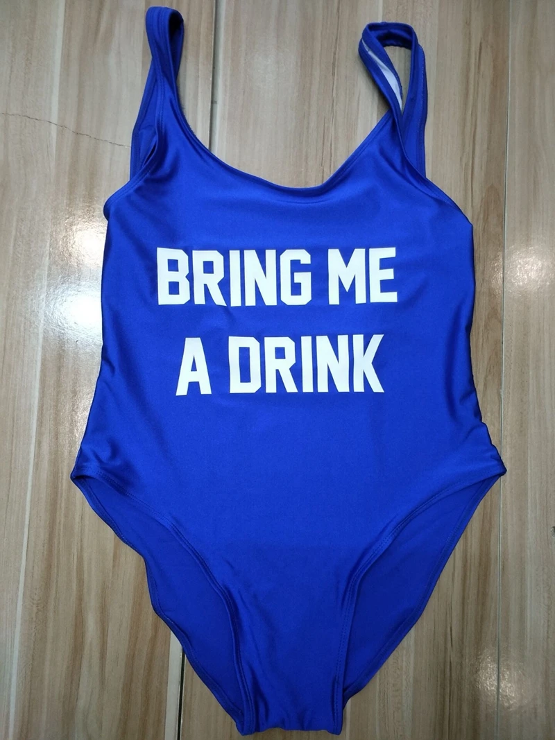 Новинка женский сексуальный слитный купальник BRING ME A DRINK с забавными буквами
