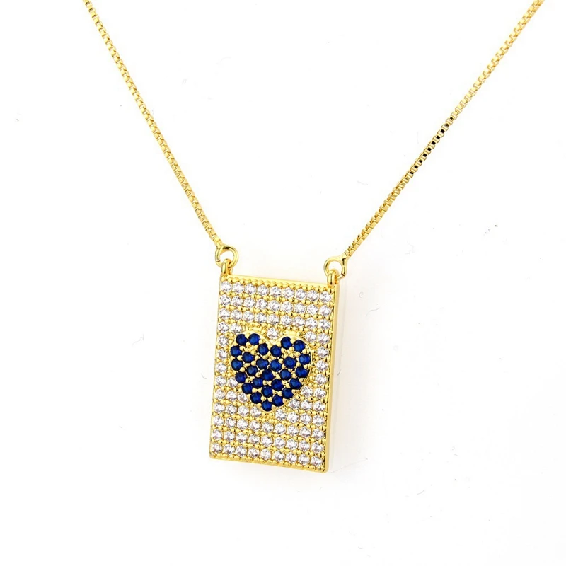 Multicolor Cubic Zirconia Pendant Necklace Love Heart Geometric Rectangle Necklaces For Women Fashion Party Jewelry accessories | Украшения