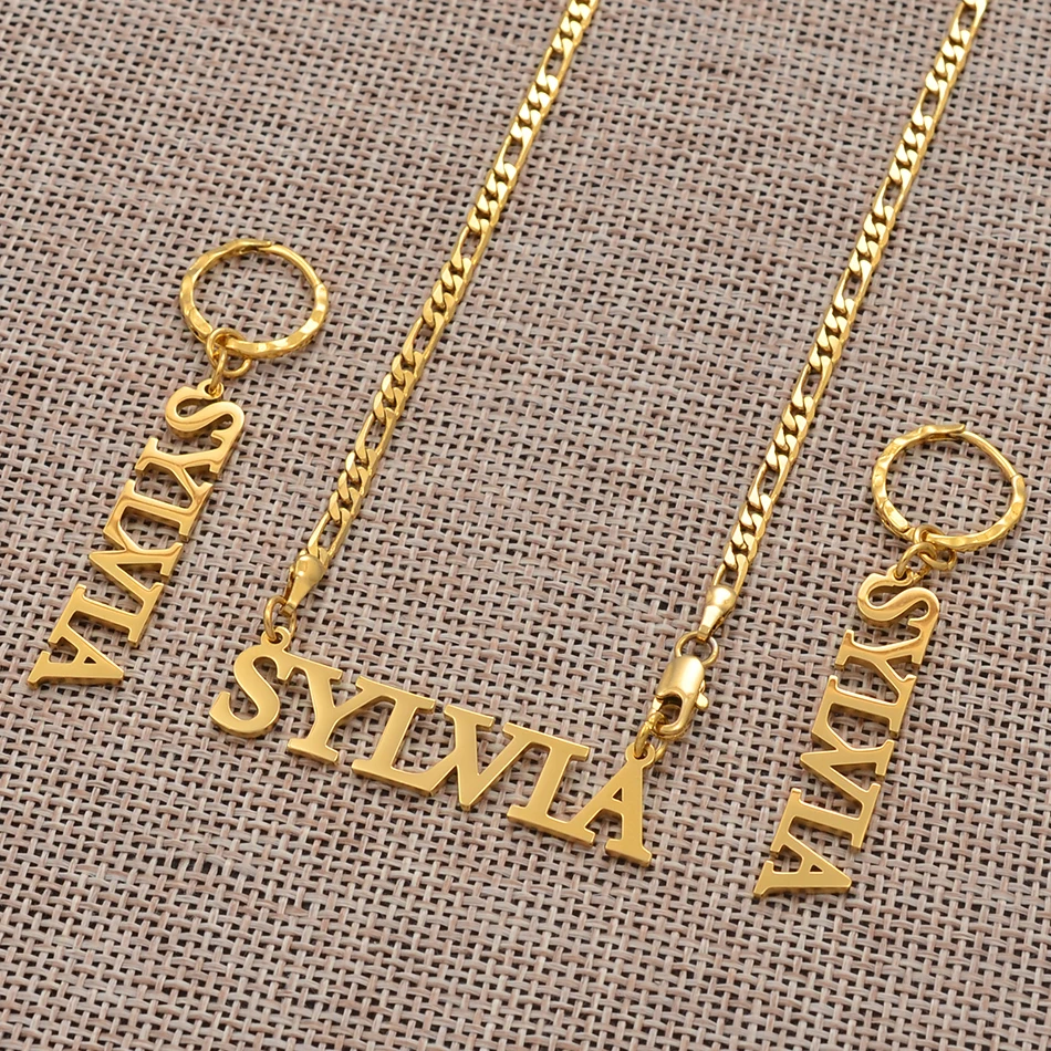 Индивидуальное ожерелье с именем серьги для женщин и девушек индивидуальные