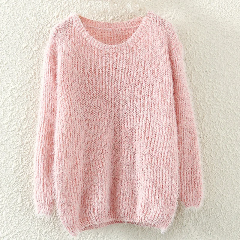 Sweater Female Winter Woman Mohair Pullover Long Sleeve Solid Knitting Casual Fashion New Year Cheap Hot Sale Top | Женская одежда
