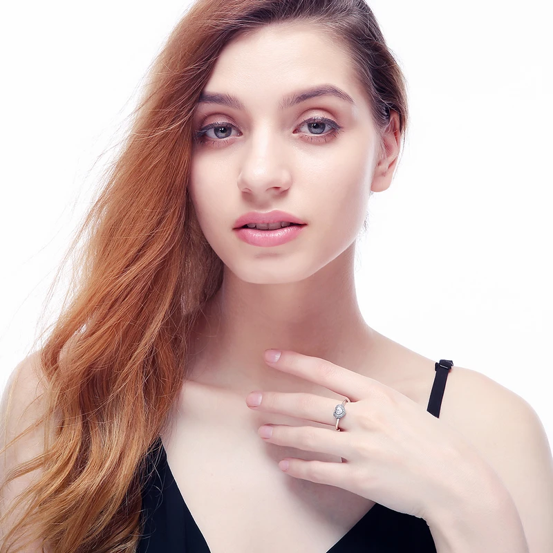 Beagloer любящее сердце Форма кольца с AAA кубический цирконий 925 пробы Jewelry Мода для