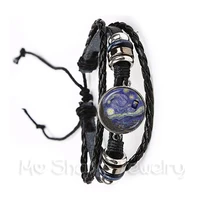 bracelet leather tardis van gogh dr who art bracelets chain clasp jewelry men women chamrs diy adjustable bangle