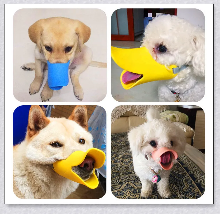Dog Muzzle Silicone Cute Duck Mouth Mask Muzzle Bark Bite Stop Small Dog Anti-bite Masks For Dog Products Pets Accessories 1pcs