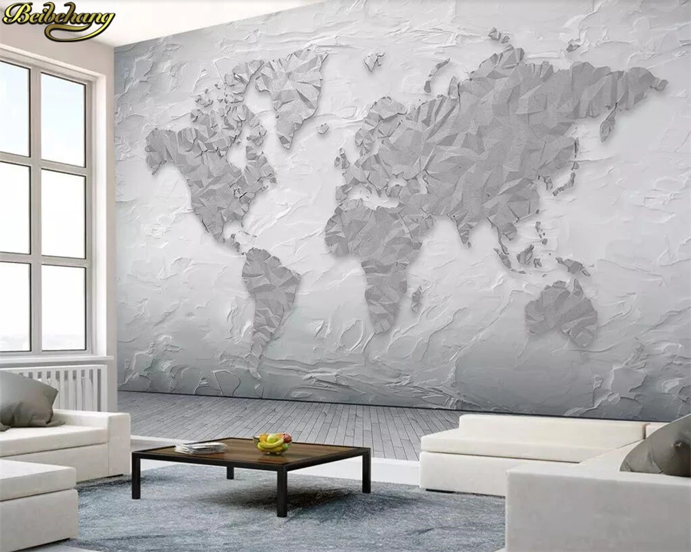 

beibehang Custom Photo Wallpaper Mural Stone Texture World Map Minimalist 3d Vertical TV Background Wall papers home decor