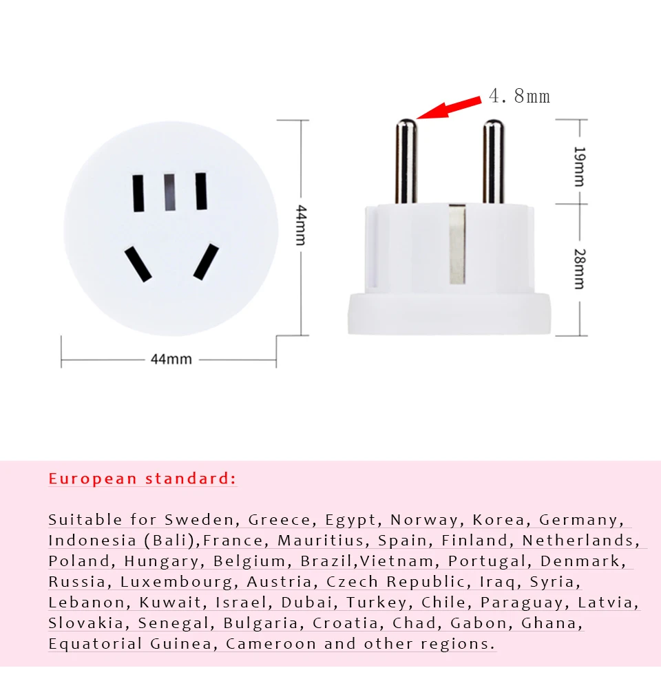 AUKTION Universal EU Plug Adapter Euro Converter US AU CN To EU Plug Wall Charger Travel Adapter 2 Round Pin AC 10A 100V-250V