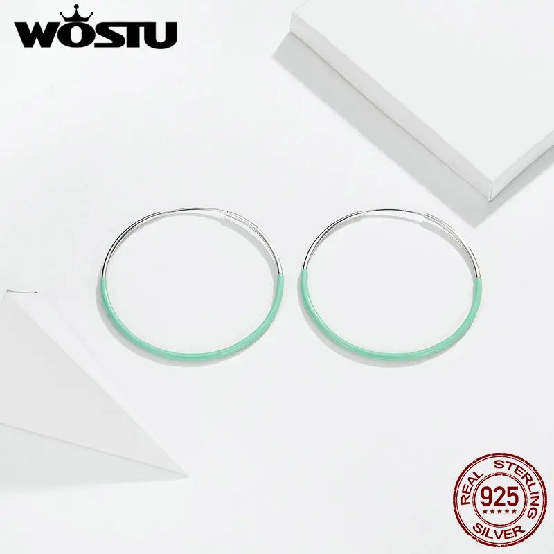 WOSTU, дизайн, простые синие серьги с клипсой для ушей,, настоящее 925 пробы, серебряные серьги для женщин, хит, модные ювелирные изделия, подарок, DAE141