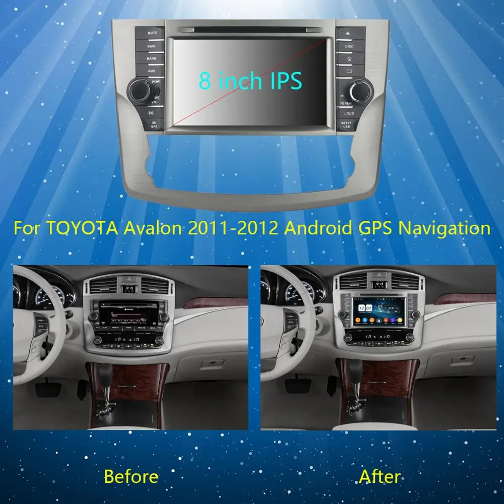 Автомобильный DVD-проигрыватель Octa 8 Core дюймов IPS 4 Гб RAM + 64 ROM Android 9 0 GPS Navi для Toyota Avalon