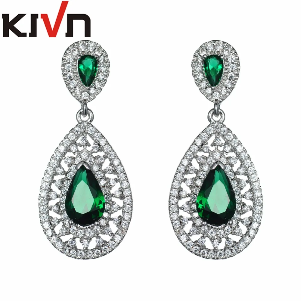 KIVN модные ювелирные изделия роскошные Висячие висячие серьги с фианитами CZ