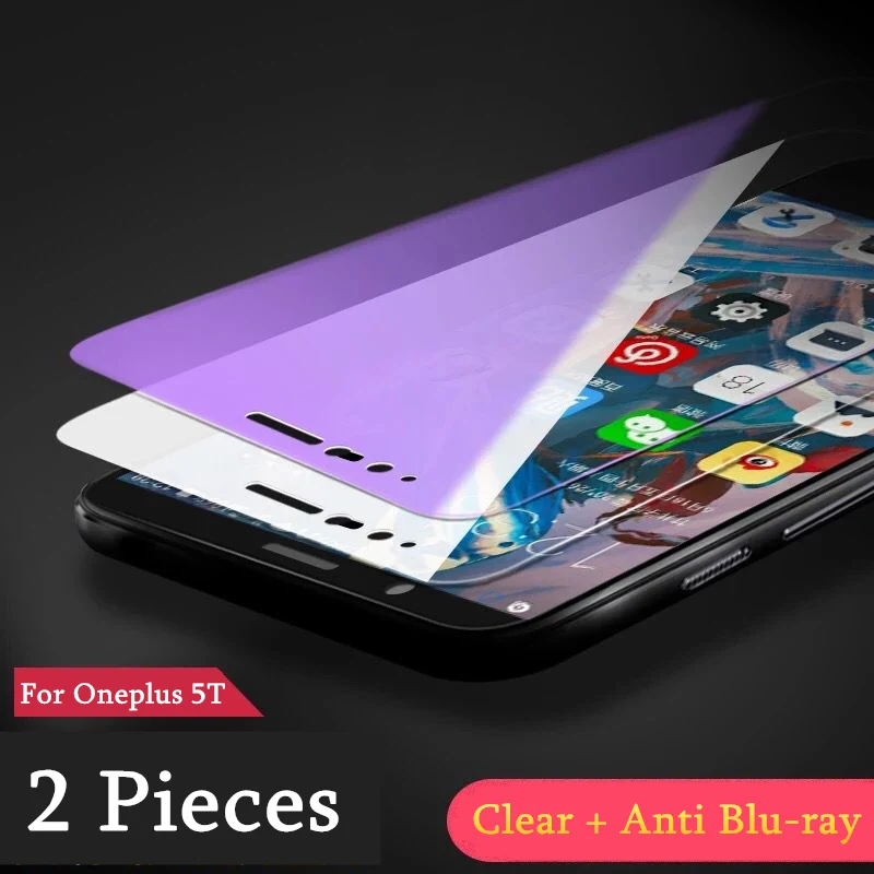 2 шт./лот 9H защита экрана закаленное стекло для Oneplus 5T A5010 стекло для Oneplus 5t Полное стекло защитная пленка 6,01 дюйма - Цвет: Clear and Anti Glare