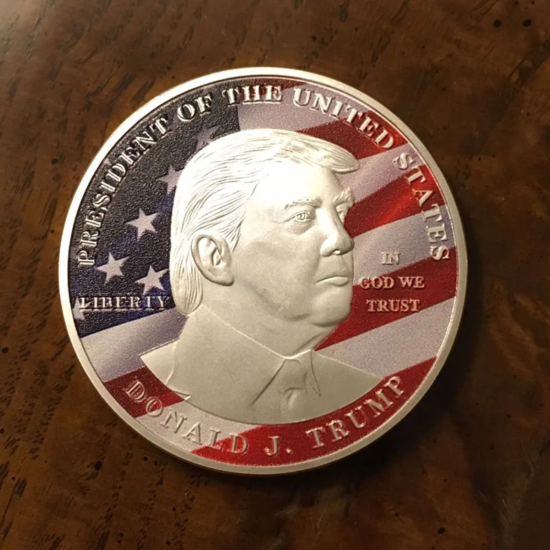 100 шт./лот 2017 Make US Great Again цветные монеты Дональд Трамп посеребренные LIBERTY President HALF