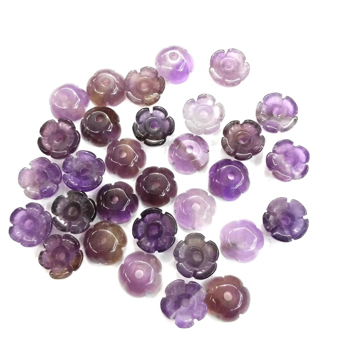 

New 5pcs Natural Stone Pendants Flower Shape Crystal Amethysts Necklace Pendant for Jewelry Making Good Quality Size 10mm