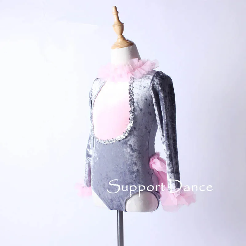 Профессиональное бархатное балетное платье пачка для девочек с оборками и