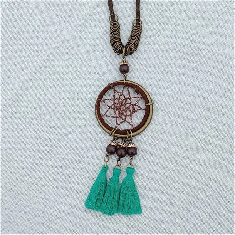 Женское длинное ожерелье в стиле бохо винтажное с кристаллами бусинами и