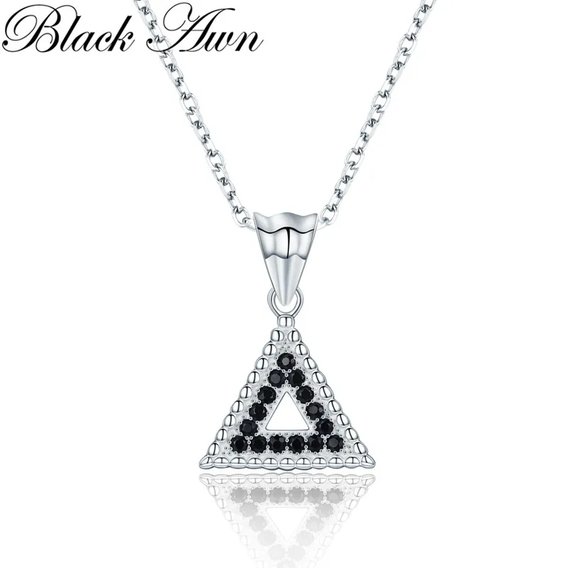 Black Awn  New Arrive Classic 925 Sterling Silver Fine Jewelry Trendy Triangle Engagement necklaces & pendants for Women P194