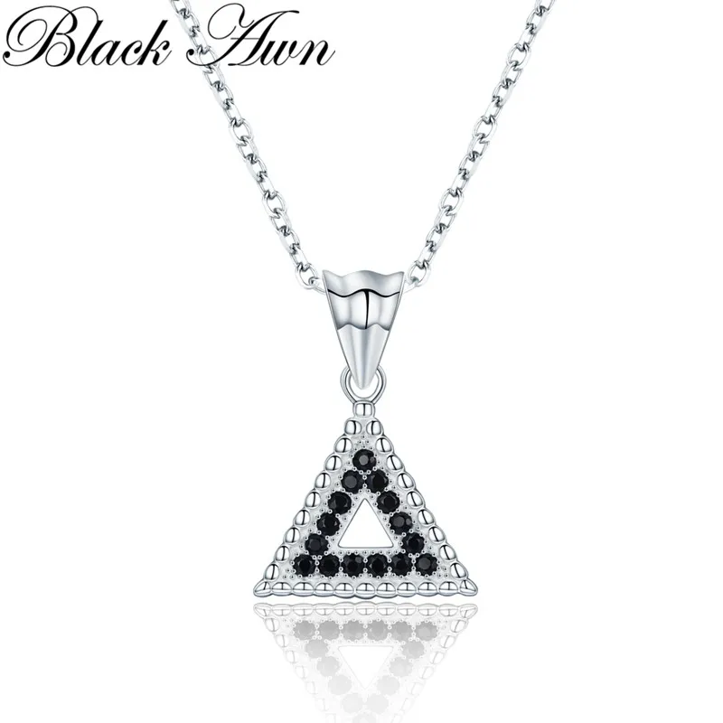 

Black Awn New Arrive Classic 925 Sterling Silver Fine Jewelry Trendy Triangle Engagement necklaces & pendants for Women P194