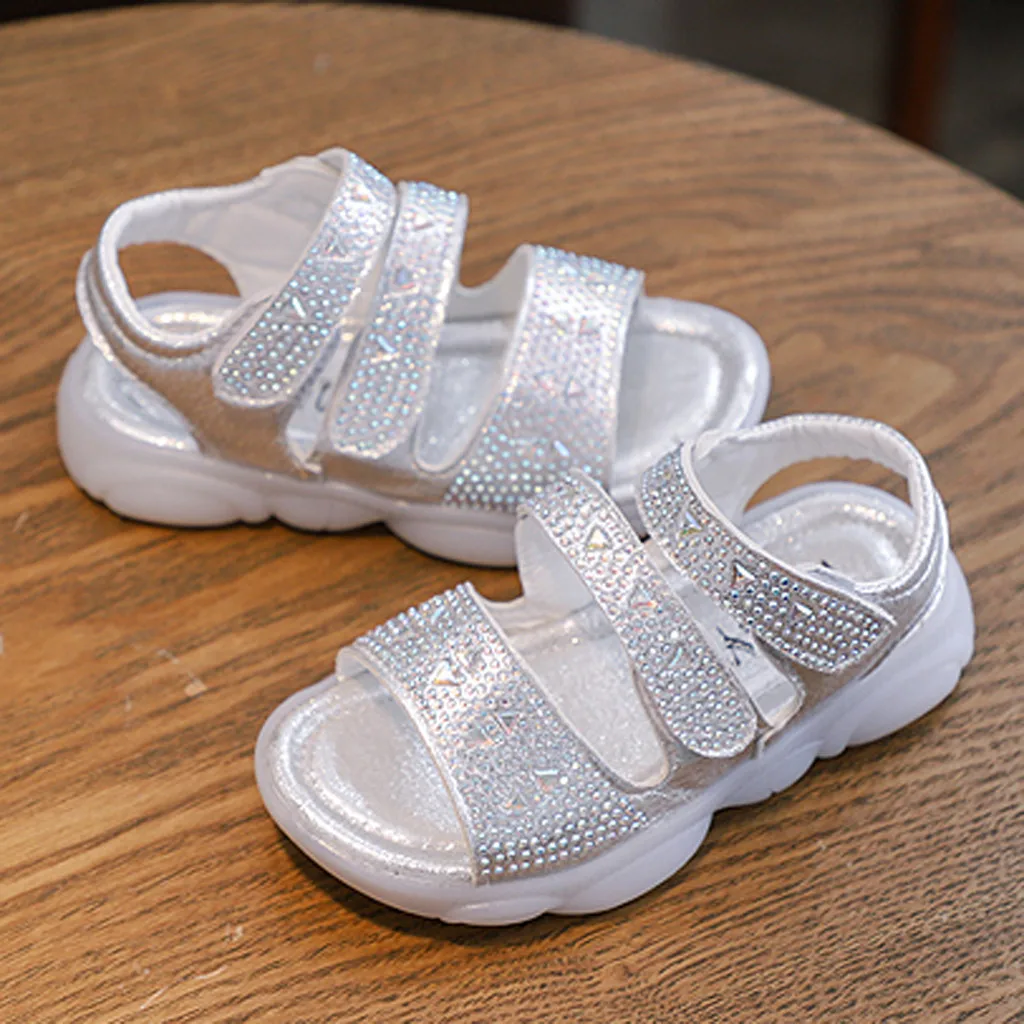 Обувь с кристаллами для маленьких девочек шикарная Летняя обувь принцессы