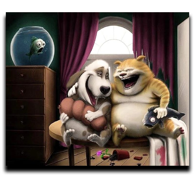

DIY Needlework Cross Stitch Sets For Kits Embroidery Stitch Cross Diamond Square Painting Diamond Mosaic Cats, dogs and fish