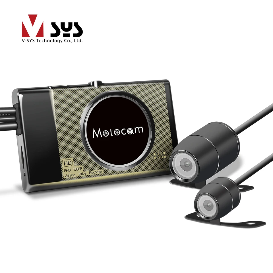 Vsys T2 мотоциклетные двойной реального Видеорегистраторы для автомобилей 1080 P IP68