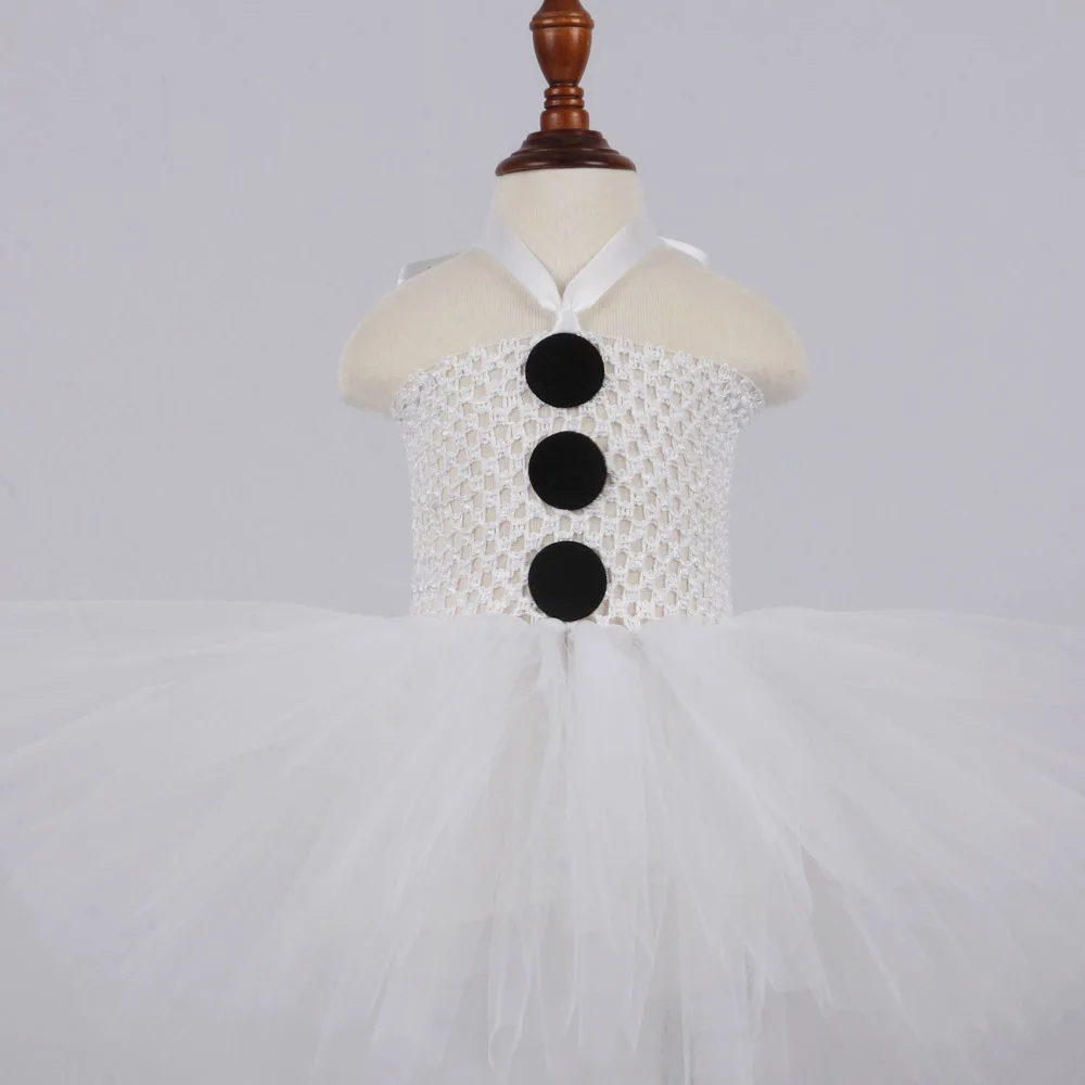 

White Snowman Christmas Tutu Dress for Girls Baby Fluffy Winter Christmas Dress Kids Halloween Party Photo Props Costume