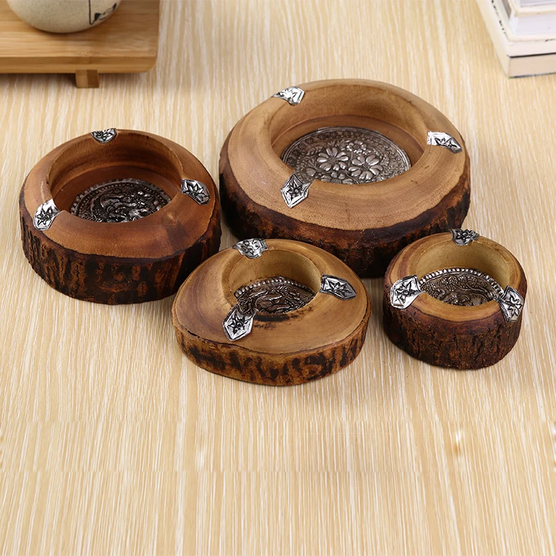 Новый год Ретро деревянная креативная пепельница для автомобиля портативная