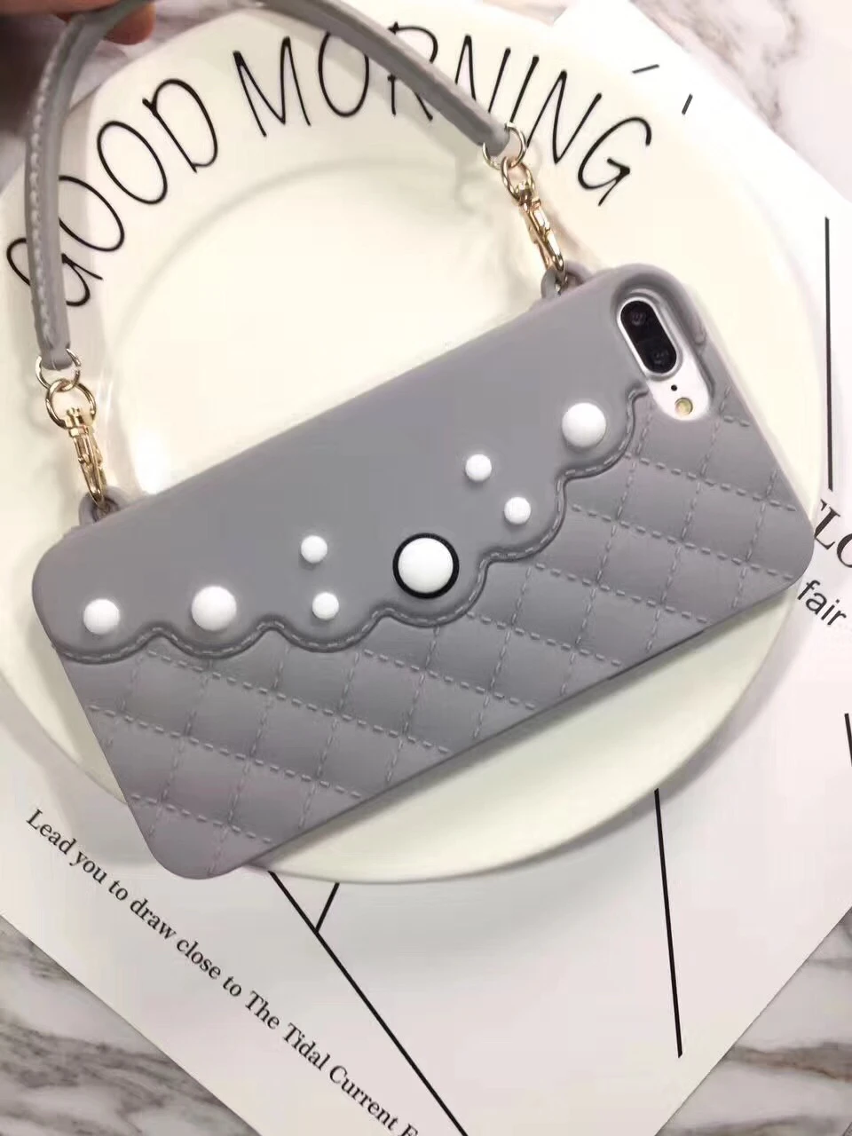 Модный женский элегантный мягкий силиконовый чехол для iPhone 7 8 plus 6 S Plus с жемчужной