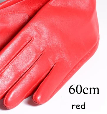 red 60cm Весенние женские Вечерние перчатки из натуральной кожи, 60 см/70 см, супер длинные женские перчатки на заказ, большие размеры, удлиненные черные/красные Luvas - Цвет: red 60cm