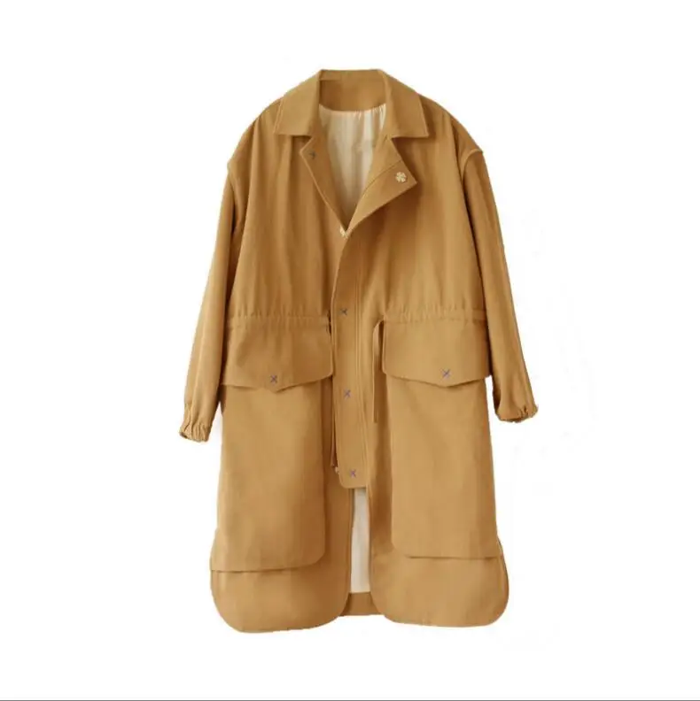 

S-5XL!!Original custom European and American autumn and winter khaki loose casual coat in the long style windbreaker men's coat