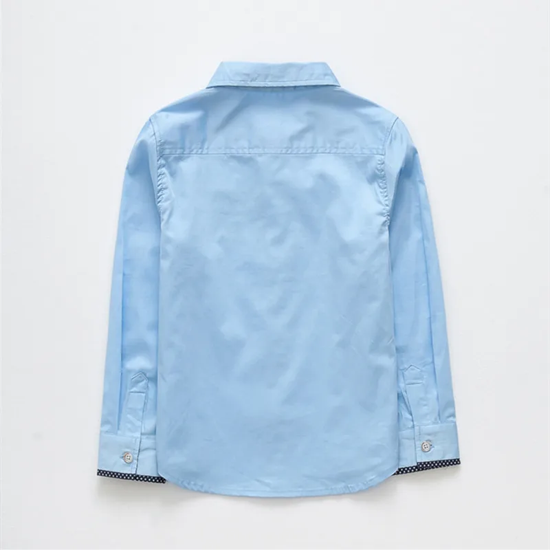 Детские рубашки для мальчиков однотонные из 100% хлопка в европейском и