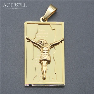 Jesus 03 ACEROLL Католическая Иисус кулон-Нержавеющая сталь кулон с Библии Писания и Распятие Иисуса для Молиться - Окраска металла: Jesus 03