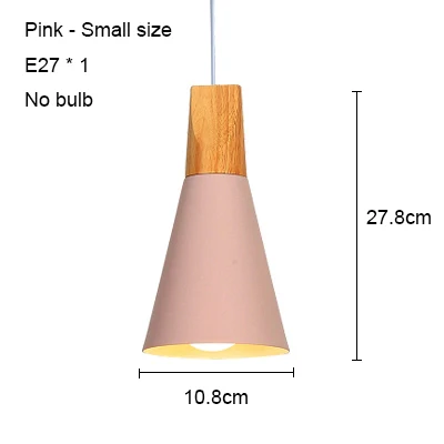 Pink 108mm no bulb Светодиодный подвесной светильник s современный подвесной светильник для столовой деревянный скандинавский светильник красочный подвесной светильник для ресторана кофе спальни E27 светодиодный светильник - Цвет корпуса: Pink 108mm no bulb