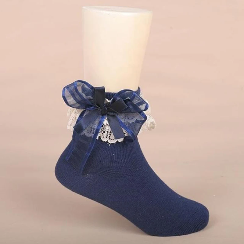 Дешевые носки оптовая продажа милые однотонные с кружевным бантом модные