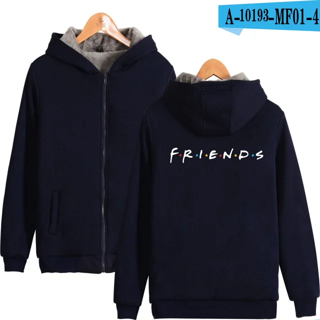 navy blue Супер теплая толстовка с капюшоном с принтом «Best FRIENDS Forever» для ТВ-шоу, зимняя плотная флисовая толстовка с принтом - Цвет: navy blue