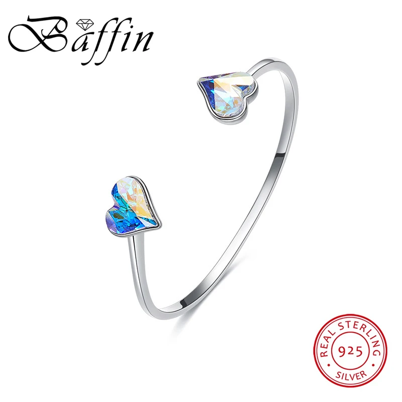 BAFFIN серебро 925 пробы открытые браслеты с сердцами кристаллы от SWAROVSKI