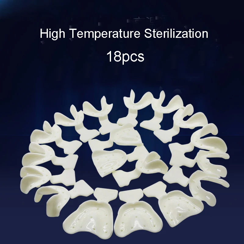 

18pcs Dental Lab Materials Disposable Plastic Dental Impression Tray Set with Edentulous