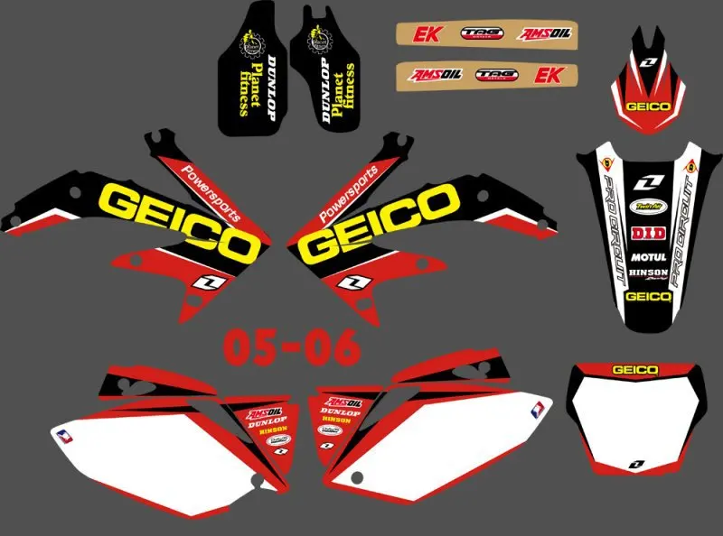 

New Style (0091) TEAM GRAPHICS BACKGROUNDS DECALS STICKERS Kits for Honda CRF450 CRF450R 2005 2006 2007 2008 CRF 450 450R Decal